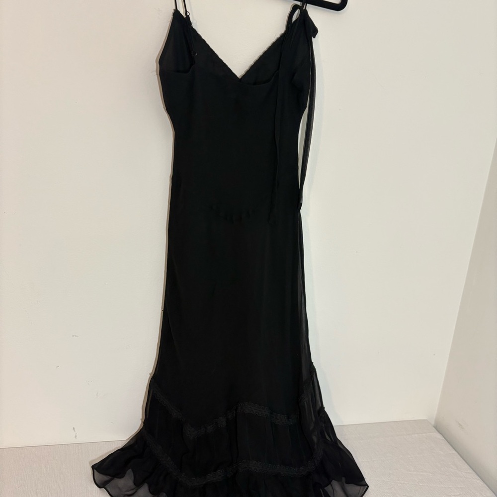 Betsey Johnson New York Black Label Vintage Silk Black Slip Dress Size 8